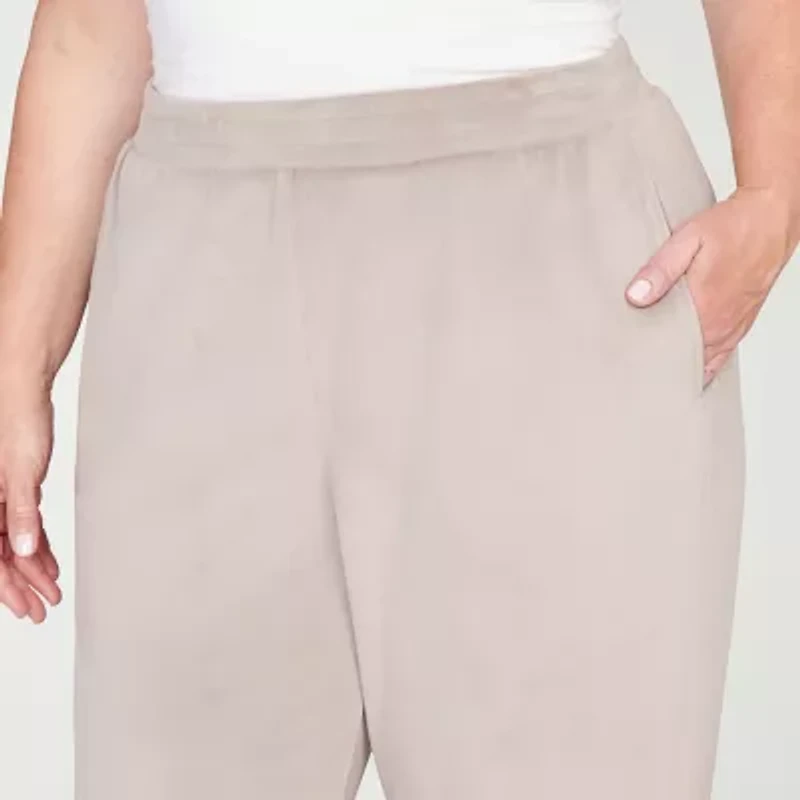 Alfred Dunner Calm Luxe Womens Plus Short Straight Mid Rise Lounge Pant