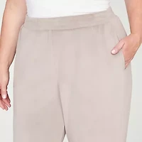 Alfred Dunner Calm Luxe Womens Plus Short Straight Mid Rise Lounge Pant