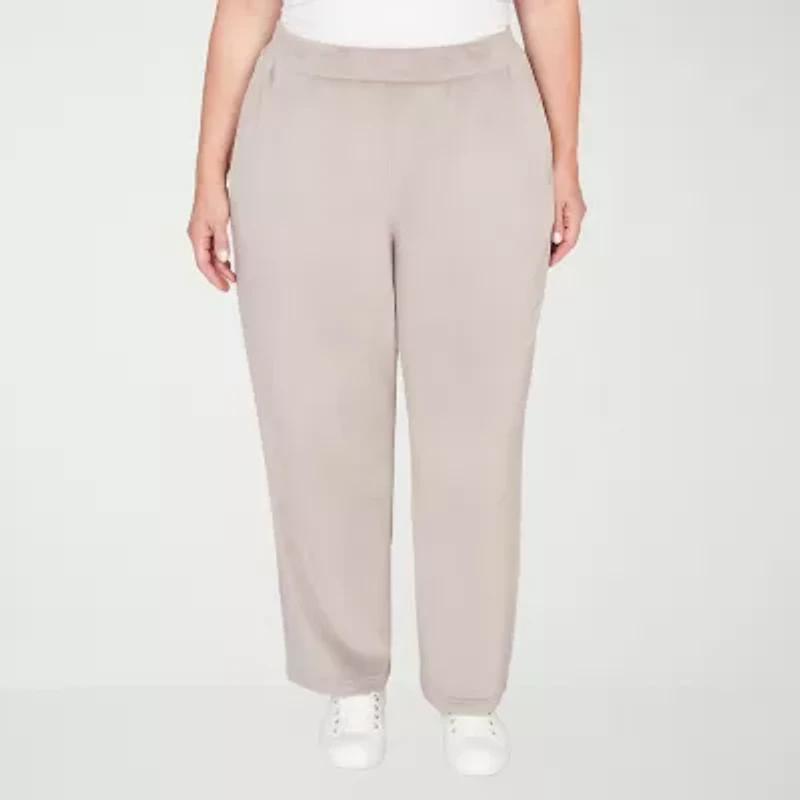 Alfred Dunner Calm Luxe Womens Plus Short Straight Mid Rise Lounge Pant