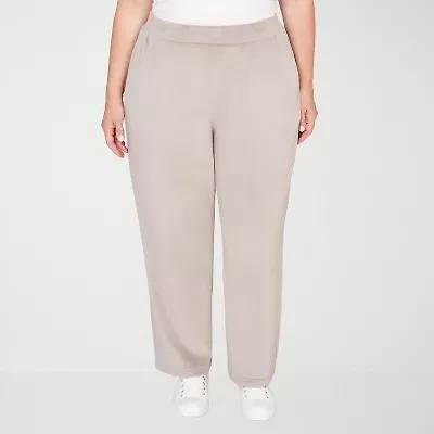 Alfred Dunner Calm Luxe Womens Plus Short Straight Mid Rise Lounge Pant