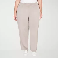 Alfred Dunner Calm Luxe Womens Plus Short Straight Mid Rise Lounge Pant