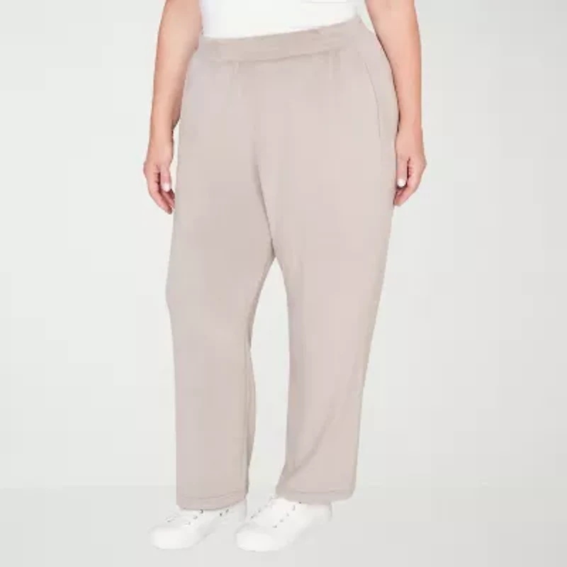 Alfred Dunner Calm Luxe Womens Plus Short Straight Mid Rise Lounge Pant