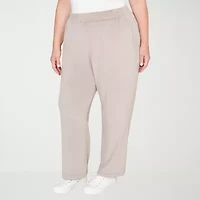 Alfred Dunner Calm Luxe Womens Plus Short Straight Mid Rise Lounge Pant