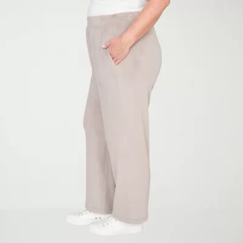 Alfred Dunner Calm Luxe Womens Plus Short Straight Mid Rise Lounge Pant