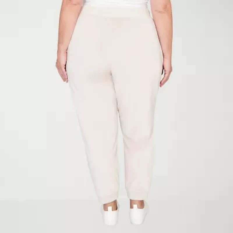 Alfred Dunner Calm Luxe Womens Plus Straight Mid Rise Knit Jogger Pant