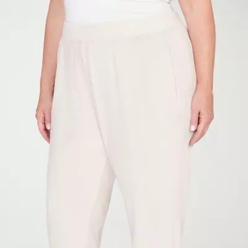 Alfred Dunner Calm Luxe Womens Plus Straight Mid Rise Knit Jogger Pant