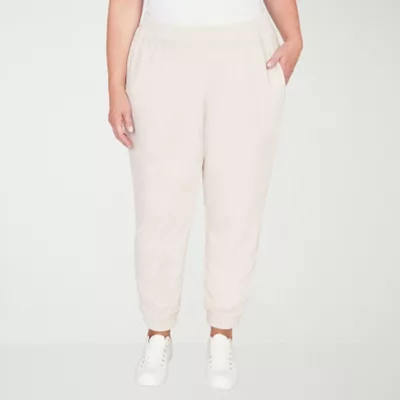 Alfred Dunner Calm Luxe Womens Plus Straight Mid Rise Knit Jogger Pant