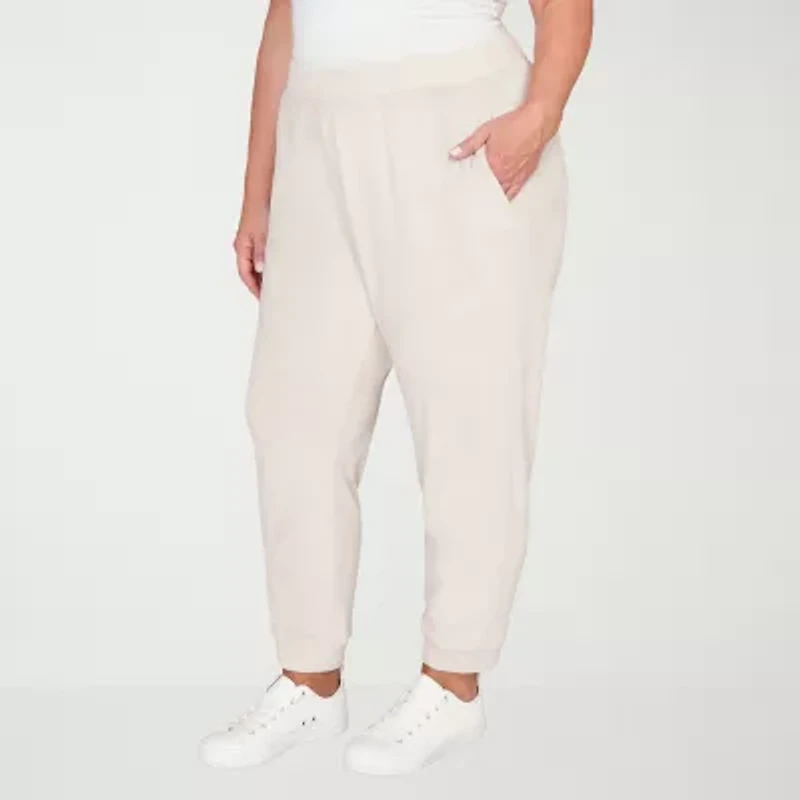 Alfred Dunner Calm Luxe Womens Plus Straight Mid Rise Knit Jogger Pant