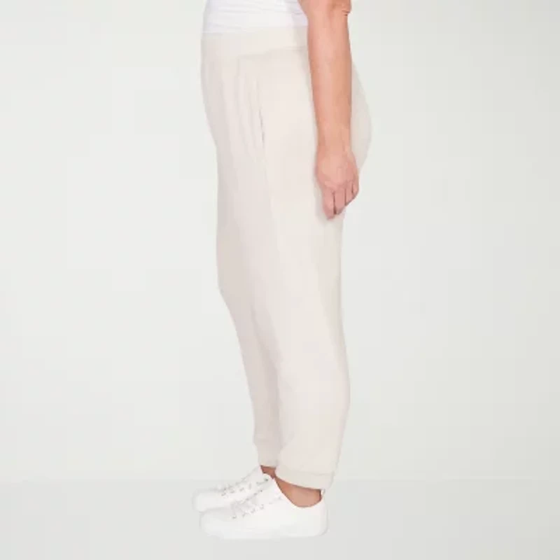 Alfred Dunner Calm Luxe Womens Plus Straight Mid Rise Knit Jogger Pant