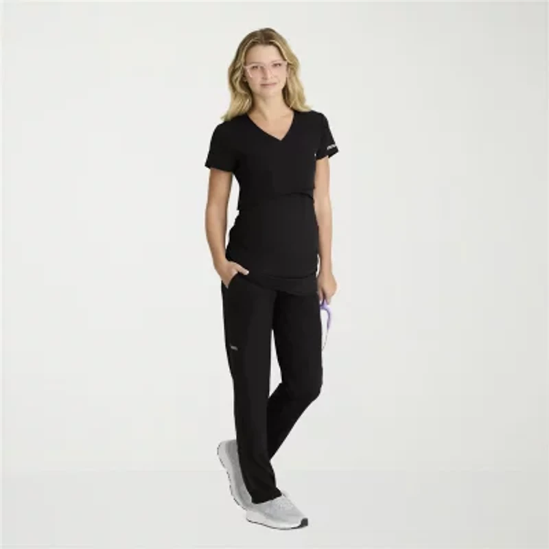 Skechers Skt269 Bloom 1-Pocket Maternity Top Womens V Neck Short Sleeve Stretch Fabric Moisture Wicking Scrub