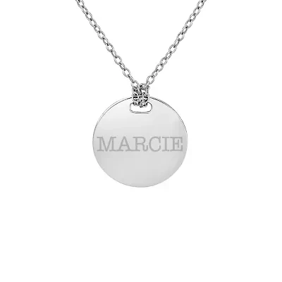 Personalized Sterling Silver 16mm Round Name Pendant Necklace
