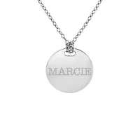 Personalized Sterling Silver 16mm Round Name Pendant Necklace