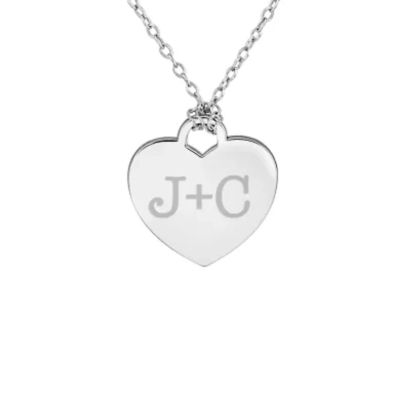 Personalized Sterling Silver Couple's Initial Heart Pendant Necklace