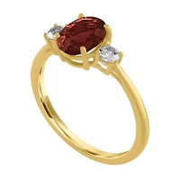 Gemstone 10K Gold 3-Stone Oval Cocktail Ring