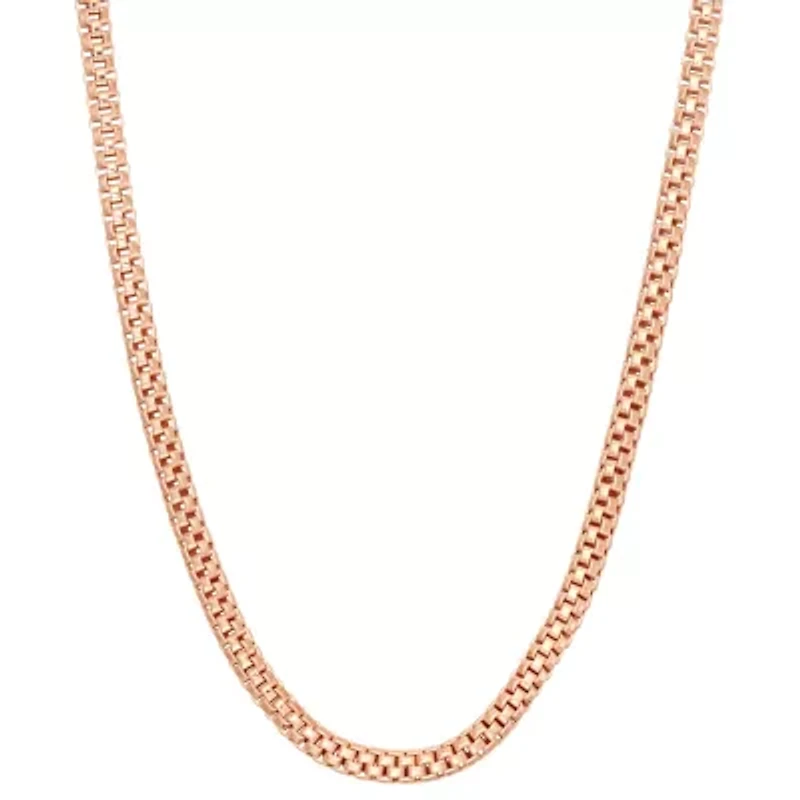 14K Rose Gold Over Silver Solid Link Chain Necklace