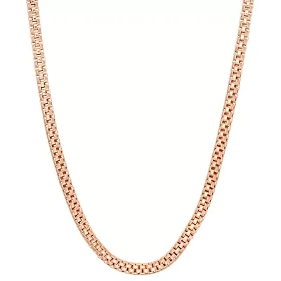 14K Rose Gold Over Silver Solid Link Chain Necklace