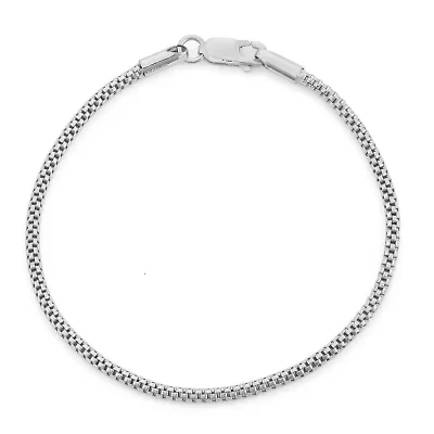 Womens Sterling Silver 7.25 Inch Solid Link Chain Bracelet