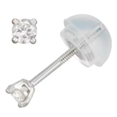 1/10 CT. T.W. Natural White Diamond 14K White Gold 2.5mm Stud Earrings