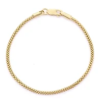 Unisex Adult 14K Gold Over Silver 7.25 Inch Solid Link Chain Bracelet