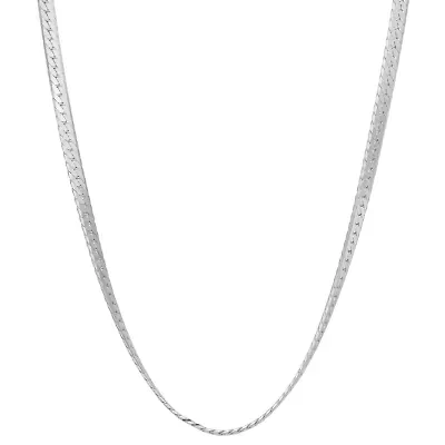 Sterling Silver Solid Herringbone Chain Necklace