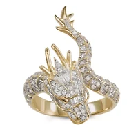 Womens 1 1/4 CT. T.W. Cubic Zirconia 14K Two Tone Gold Over Silver Dragon Cocktail Ring