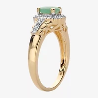 Womens Genuine Green Emerald 14K Gold Over Silver Cocktail Ring