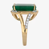 Womens Genuine Green Emerald 14K Gold Over Silver Cocktail Ring