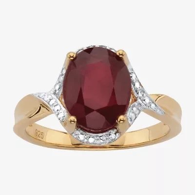 Womens Lead Glass-Filled Red Ruby 14K Gold Over Silver Cocktail Ring