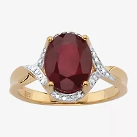 Womens Lead Glass-Filled Red Ruby 14K Gold Over Silver Cocktail Ring