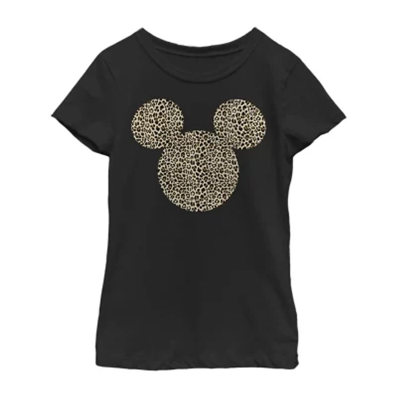 Disney Little & Big Kid Girls Crew Neck Short Sleeve Regular Fit Mickey Mouse Graphic T-Shirt