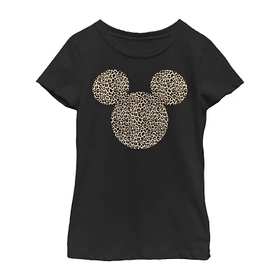 Disney Little & Big Kid Girls Crew Neck Short Sleeve Regular Fit Mickey Mouse Graphic T-Shirt