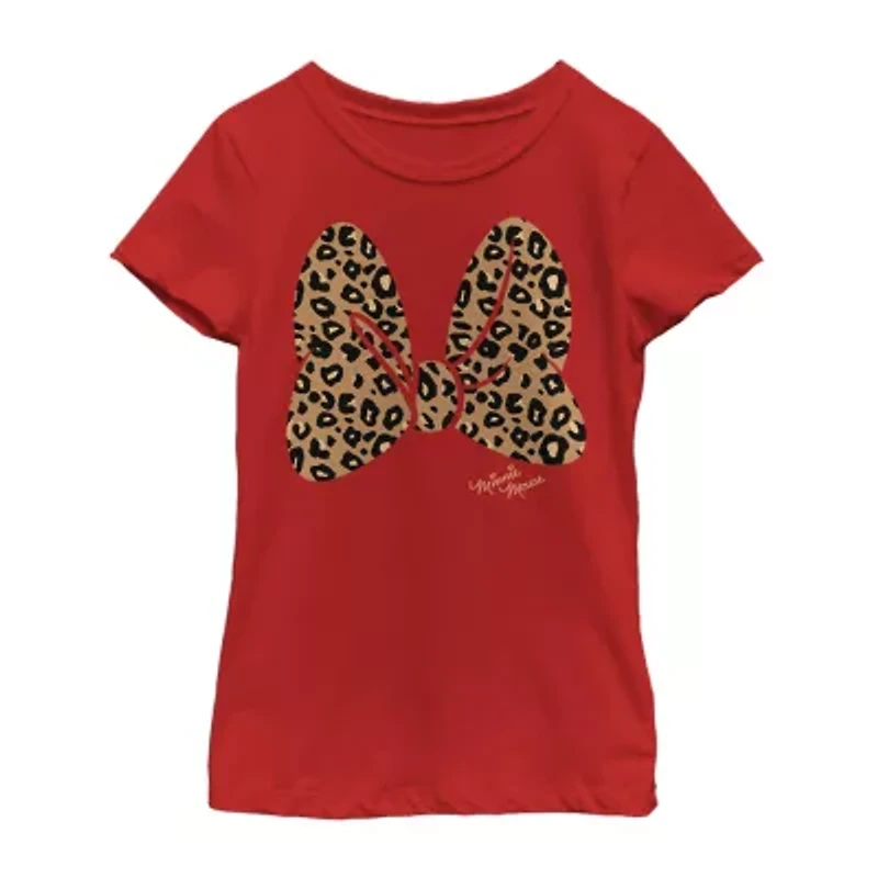 Disney Little & Big Kid Girls Crew Neck Short Sleeve Regular Fit Minnie Mouse Graphic T-Shirt
