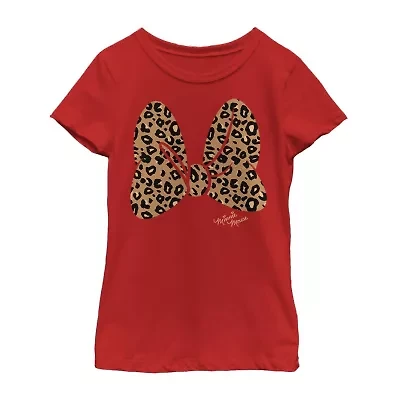 Disney Little & Big Kid Girls Crew Neck Short Sleeve Regular Fit Minnie Mouse Graphic T-Shirt