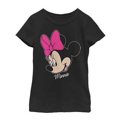 Disney Little & Big Kid Girls Crew Neck Short Sleeve Regular Fit Minnie Mouse Graphic T-Shirt