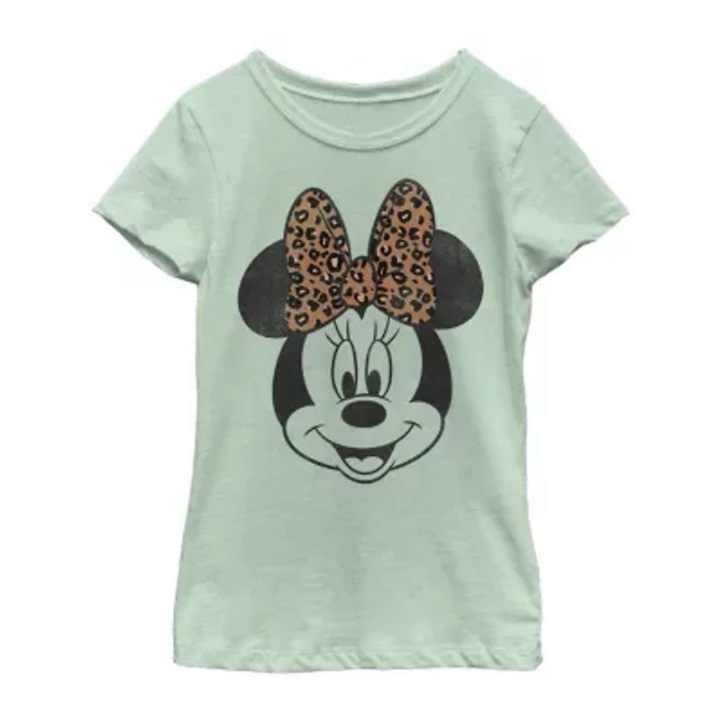 Disney Little & Big Kid Girls Crew Neck Short Sleeve Regular Fit Minnie Mouse Graphic T-Shirt