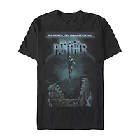 Mens Crew Neck Short Sleeve Classic Fit Black Panther Marvel Graphic T-Shirt