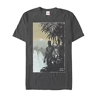 Mens Crew Neck Short Sleeve Classic Fit Black Panther Marvel Graphic T-Shirt
