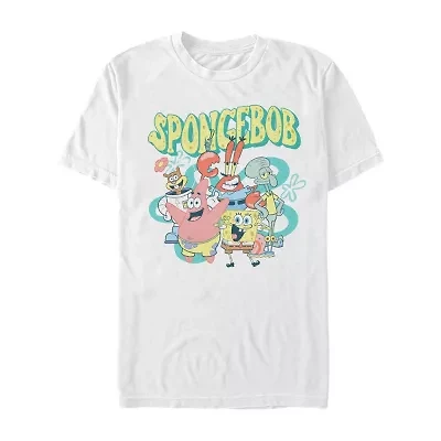 Mens Crew Neck Short Sleeve Classic Fit Spongebob Graphic T-Shirt