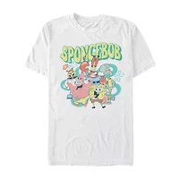 Mens Crew Neck Short Sleeve Classic Fit Spongebob Graphic T-Shirt