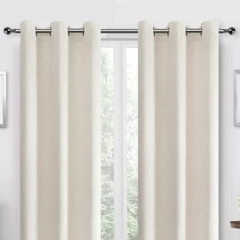 Regal Home Peninsula Faux Suede Grommet Top Energy Saving Blackout Set of 2 Curtain Panel
