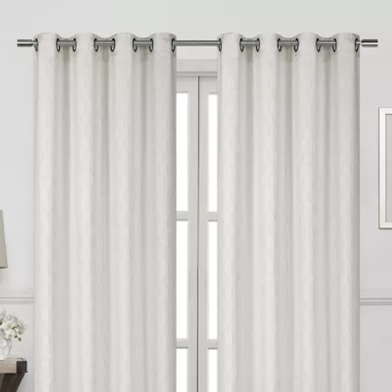 Regal Home Mackenna Jacquard Grommet Top Light-Filtering Set of 2 Curtain Panel