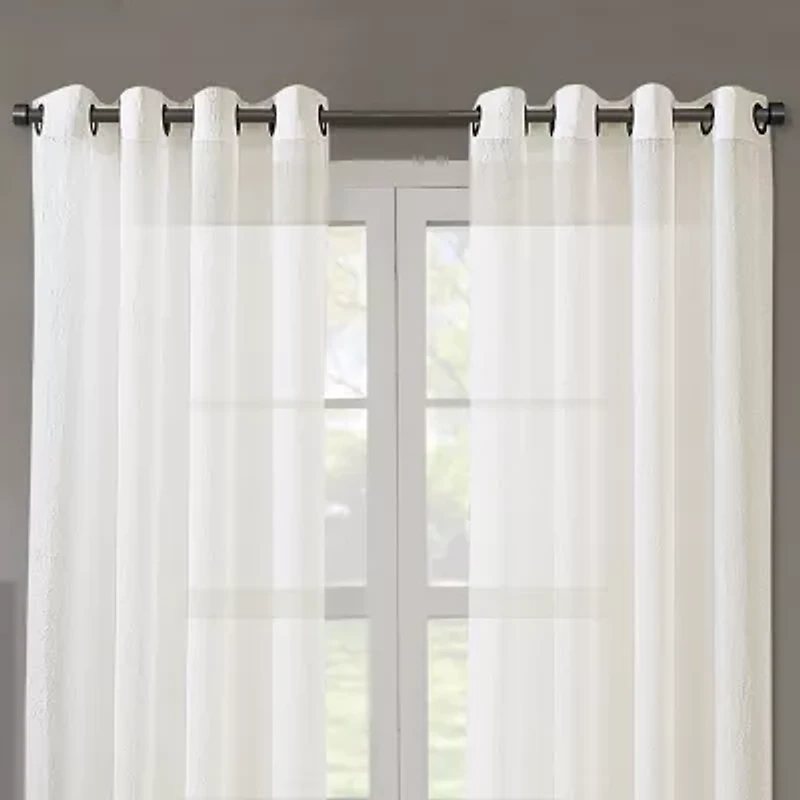 Regal Home Crushed Voile Solid Grommet Top Sheer Single Curtain Panel