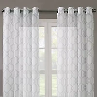 Regal Home Crushed Voile Geo Print Grommet Top Sheer Single Curtain Panel