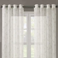 Regal Home Crushed Voile Leaves Print Grommet Top Sheer Single Curtain Panel