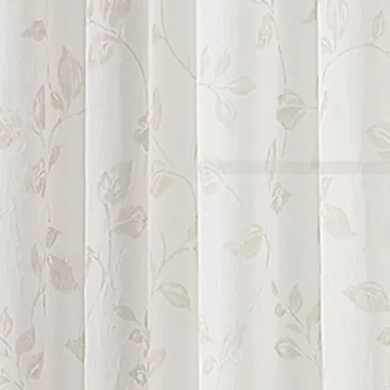 Regal Home Crushed Voile Leaves Print Grommet Top Sheer Single Curtain Panel