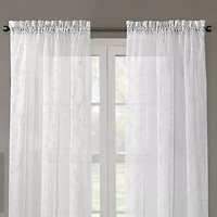 Regal Home Embroidered Voile Rod Pocket Sheer Single Curtain Panel