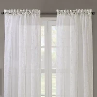 Regal Home Embroidered Voile Rod Pocket Sheer Single Curtain Panel