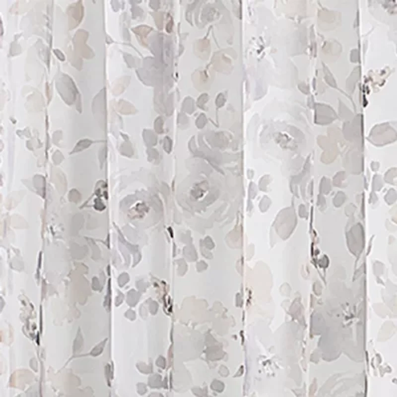 Regal Home Floral Printed Voile Rod Pocket Sheer Single Curtain Panel