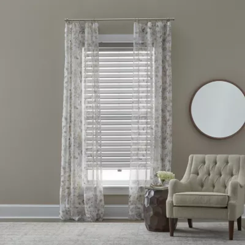 Regal Home Floral Printed Voile Rod Pocket Sheer Single Curtain Panel