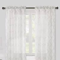 Regal Home Fret Printed Voile Rod Pocket Sheer Single Curtain Panel